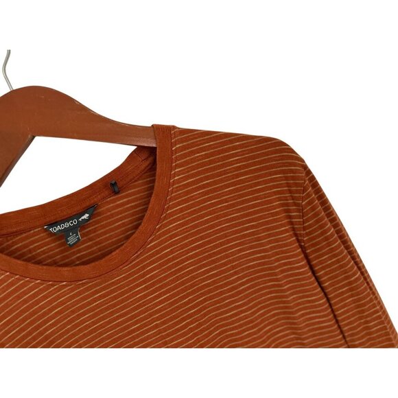 Toad&Co Organic Cotton Crewneck Rust Stripe Pullover Men Size Large - Picture 4 of 6